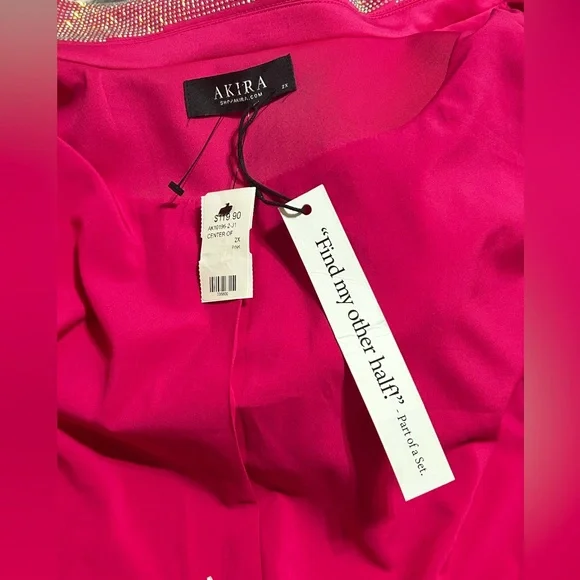 NWT AKIRA- CENTER OF ATTENTION RHINESTONE BLAZER IN PINK - Picture 8 of 9